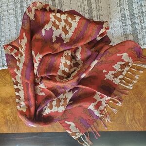 21" X 64" Red,Purple & Taupe Scarf